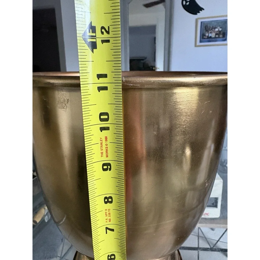 Vintage Brass Pedestal Urn Planter Trophy Vase Heavy Gold Tone Metal 11